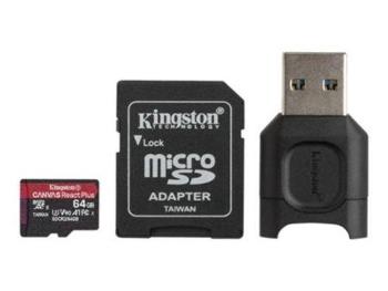 Kingston paměťová karta 64GB microSDXC React Plus SDCR2 w/Adapter + MLPM Reader