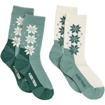 KARI TRAA WOOL SOCK 2PK Dámské vlněné ponožky, zelená, velikost 36-38