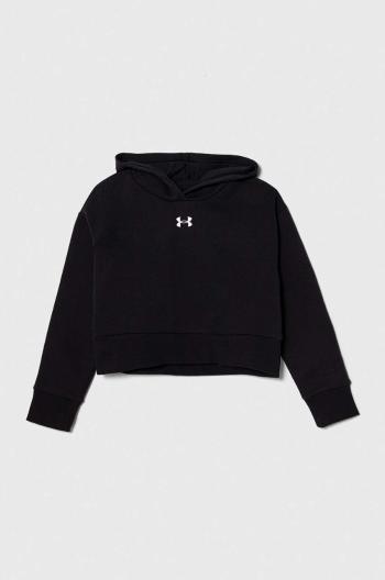 Dětská mikina Under Armour UA Rival Fleece Crop černá barva, s kapucí, melanžová