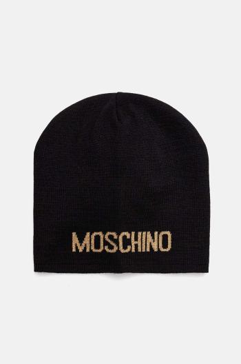 Čepice z vlněné směsi Moschino černá barva, z tenké pleteniny, M3132 65294