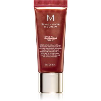 Missha M Perfect Cover BB krém s velmi vysokou UV ochranou malé balení odstín No. 27 Honey Beige SPF 42/PA+++ 20 ml