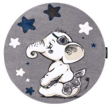 Dywany Łuszczów Dětský kusový koberec Petit Elephant stars grey kruh - 160x160 (průměr) kruh cm Šedá