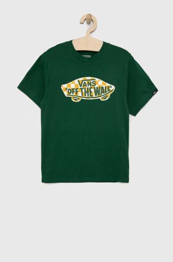 Dětské bavlněné tričko Vans BY OTW LOGO FILL BOY EDEN/CHECKERBOA zelená barva
