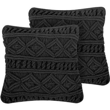 BELIANI, Sada 2 bavlněných polštářů 45 x 45 cm černá MUDANYA, 204847 (beliani_204847)