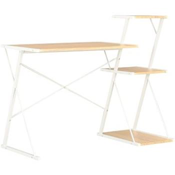 Psací stůl s poličkami bílý a dubový odstín 116 x 50 x 93 cm