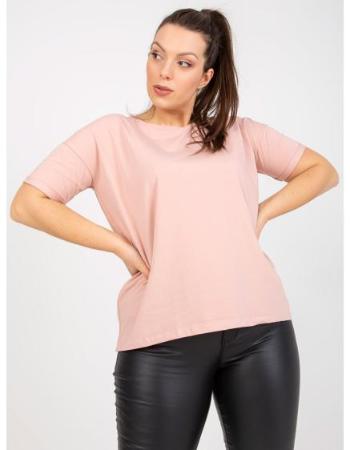 Dámské triko z bavlny plus size BIKA růžový 