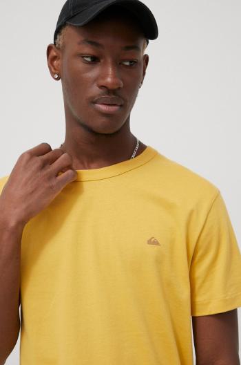 Bavlněné tričko Quiksilver žlutá barva