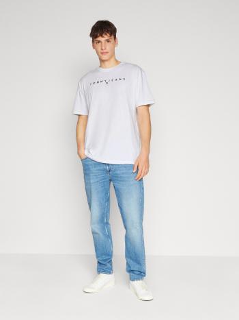 Tommy Jeans pánské bílé tričko LINEAR LOGO - S (YBR)