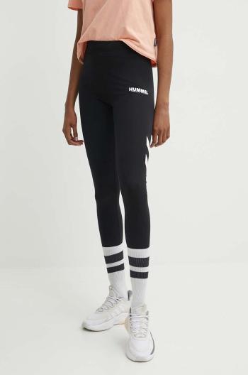 Legíny Hummel hmlLEGACY WOMAN HIGH WAIST TIGHTS dámské, černá barva, s potiskem, 212562