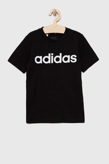 Dětské bavlněné tričko adidas U LIN černá barva, s potiskem