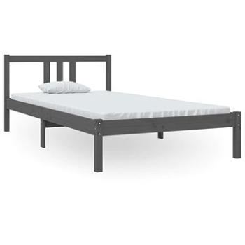 Rám postele šedý masivní dřevo 100 × 200 cm, 814876 (814876)