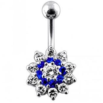 Šperky4U Stříbrný piercing do pupíku - kytička - BP01099-CB