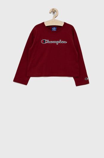 Dětská bavlněná košile s dlouhým rukávem Champion 404233 vínová barva