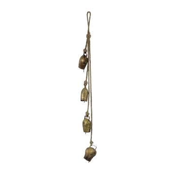 4ks zlaté antik závěsné kravské kovové zvonky na laně - 85*5*9cm CIBGT4