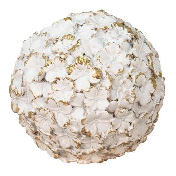 Bílá antik dekorační květinová koule Flawie - Ø 10 cm 6PR4781