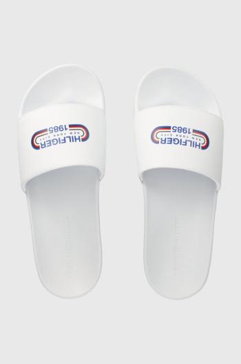 Pantofle Tommy Hilfiger RWB OLY POOL SLIDE pánské, bílá barva, FM0FM05019