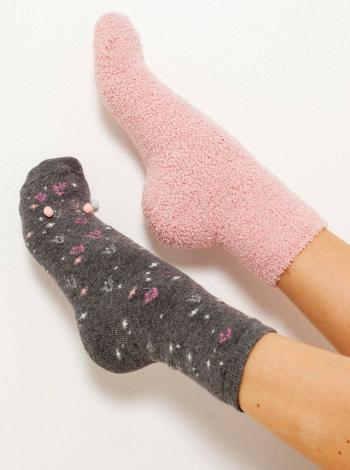 Sada dvou ponožek v šedé a růžové barvě CAMAIEU