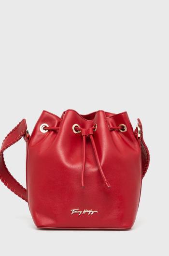 Kožená kabelka Tommy Hilfiger červená barva