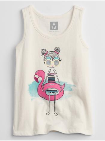 Smetanové holčičí dětské tílko graphic tank top GAP