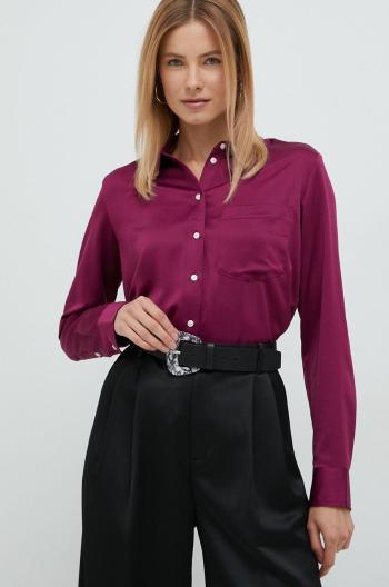 Košile GAP dámská, vínová barva, regular, s klasickým límcem