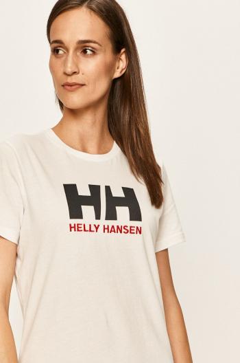 Bavlněné tričko Helly Hansen bílá barva