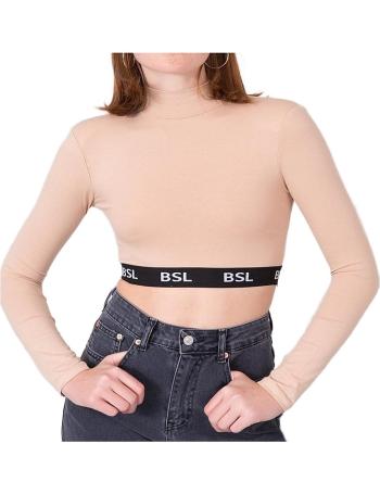 Béžový dámský crop top s dlouhými rukávy vel. XS