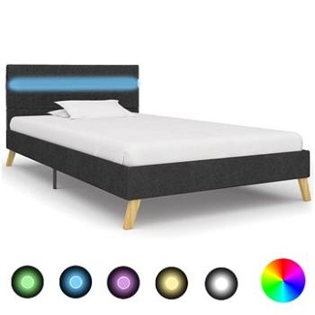 Rám postele s LED světlem tmavě šedý textil 100x200 cm (284841)