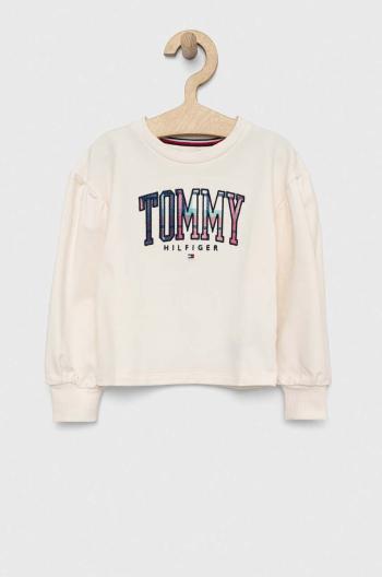 Dětská mikina Tommy Hilfiger béžová barva, s aplikací