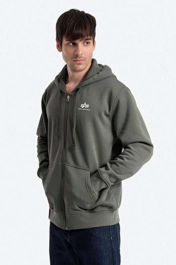 Mikina Alpha Industries Basic Zip Hoody pánská, zelená barva, s kapucí, hladká, 118342.142-green