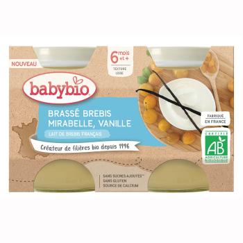 Babybio Brassé Svačinka z ovčího mléka, mirabelek a vanilky 2x130 g