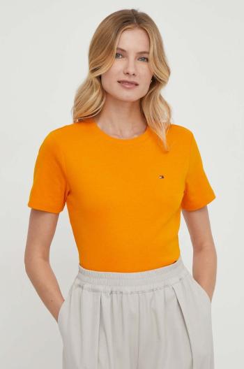 Bavlněné tričko Tommy Hilfiger oranžová barva, WW0WW40587