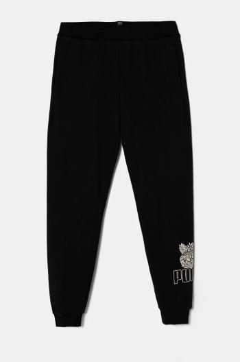 Dětské tepláky Puma ESS+ TROPICAT Sweatpants černá barva, s potiskem, 681829