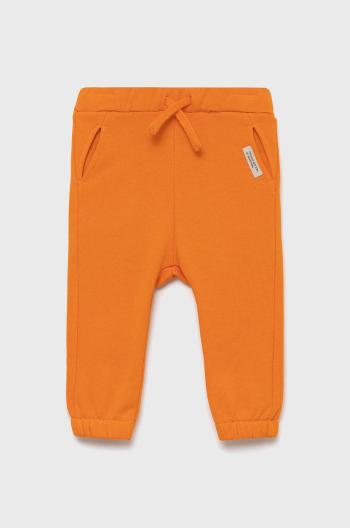Dětské bavlněné kalhoty United Colors of Benetton oranžová barva, hladké