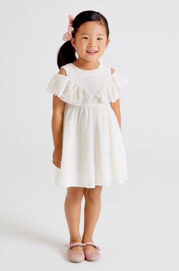 Dívčí šaty Mayoral béžová barva, mini, áčková