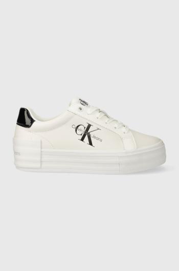 Sneakers boty Calvin Klein Jeans BOLD VULC FLATF LOW LACE LTH ML bílá barva, YW0YW01294