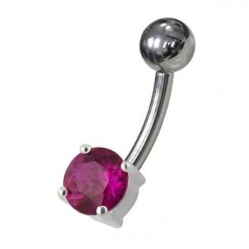 Šperky4U Stříbrný piercing do pupíku - kulatý zirkon 6 mm - BP01146-F