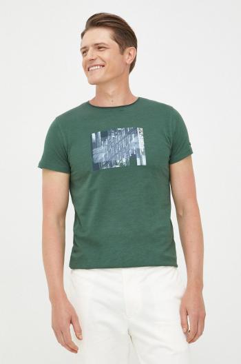 Bavlněné tričko Pepe Jeans zelená barva, s potiskem