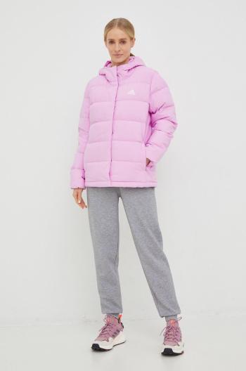 Péřová bunda adidas dámská, růžová barva, zimní