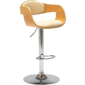 Barová židle krémová ohýbané dřevo a umělá kůže (283120)