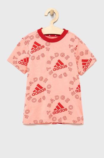 Dětské bavlněné tričko adidas Performance H65794 růžová barva