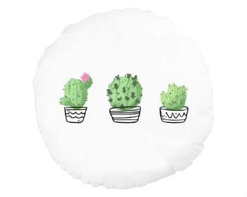 Kulatý polštář Kaktusy