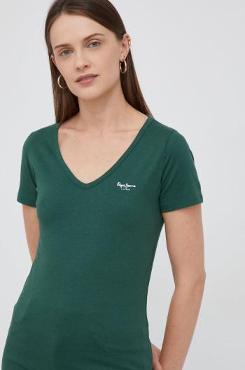 Bavlněné tričko Pepe Jeans zelená barva