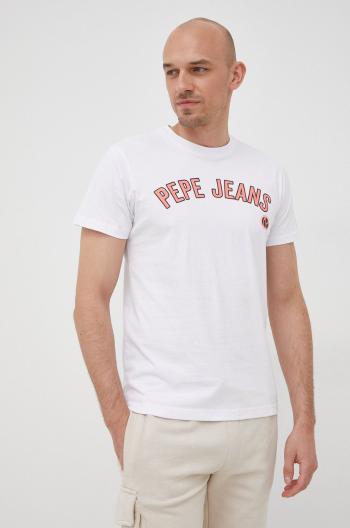 Bavlněné tričko Pepe Jeans Alessio bílá barva, s potiskem