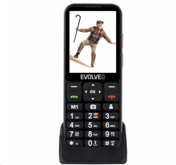 EVOLVEO EasyPhone LT, mobilní telefon pro seniory s nabíjecím stojánkem, černá