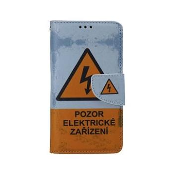 TopQ Pouzdro iPhone 13 knížkové Pozor elektrické zařízení 66352 (Sun-66352)