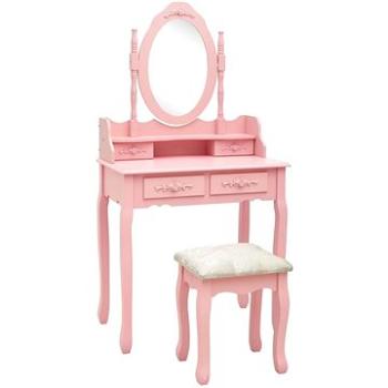 Toaletní stolek se stoličkou růžový 75 × 69 × 140 cm pavlovnia (289315)