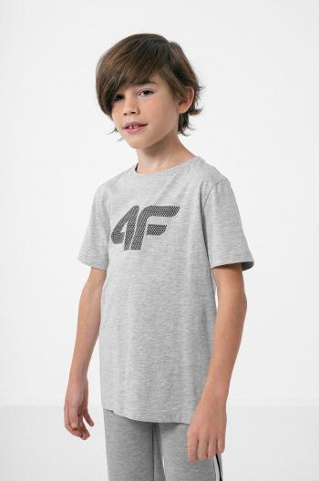 Dětské bavlněné tričko 4F šedá barva, s potiskem