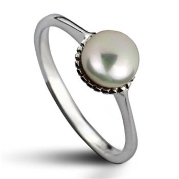 Šperky4U Stříbrný prsten přírodní perla 5,5 mm, vel. 57 - velikost 57 - CS2104-57
