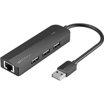 Vention 3-Port USB 2.0 Hub with 100Mbps Ethernet Adapter 0.15M Black (CHPBB)