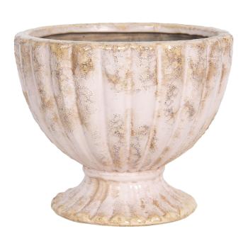Růžový keramický květináč s patinou ve tvaru poháru – Ø 19*16 cm 6CE1208